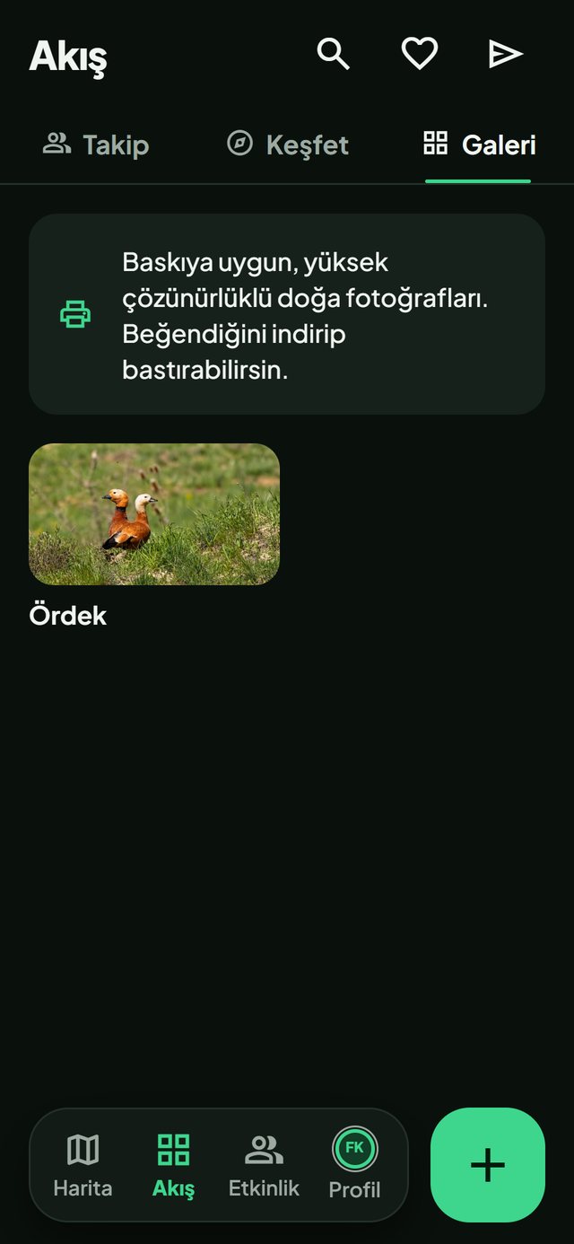 Doğa Haritası uygulaması: Galeri ekranı